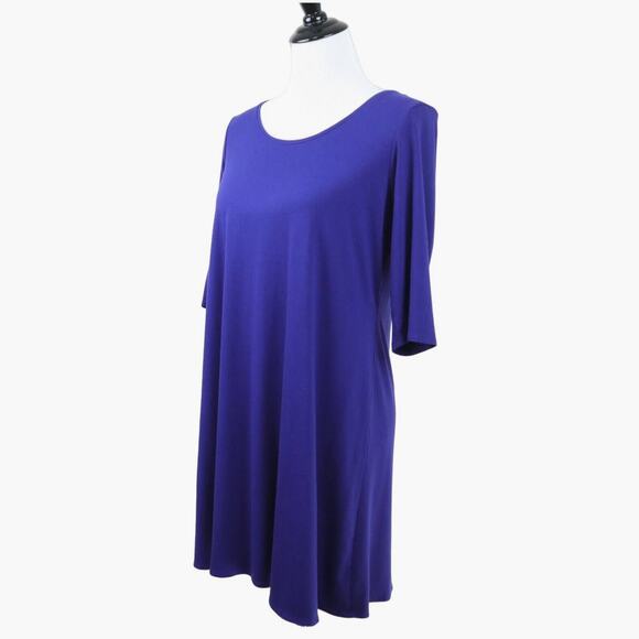 Eileen Fisher Size M Scoop Neck Tunic Stretch Viscose Jersey Blue - Picture 1 of 10